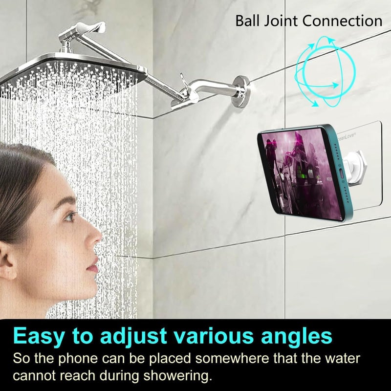OCEANLOVE for MagSafe Wall Mount Magnetic Phone Holder, Self-Adhesive, 360 Rotatable, Waterproof, Compatible with iPhone 16/15/14/13/12,All Phones, Shower Mirror Car Glass Bathroom Kitchen (White) - Image 2